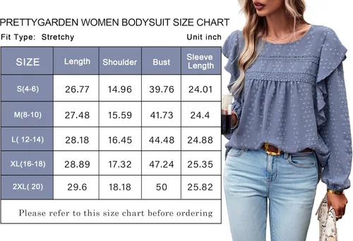 Miniatura 6 de PRETTYGARDEN Blusa tipo túnica de punto suizo de ganchillo para mujer 2023