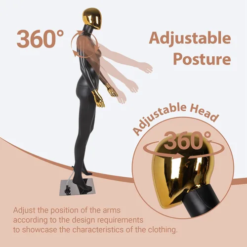 Miniatura 5 de Kinfant Maniquí femenino de cuerpo completo, elegante maniquí femenino alto con base de metal estable, pantalla de forma de vestido de manne quin