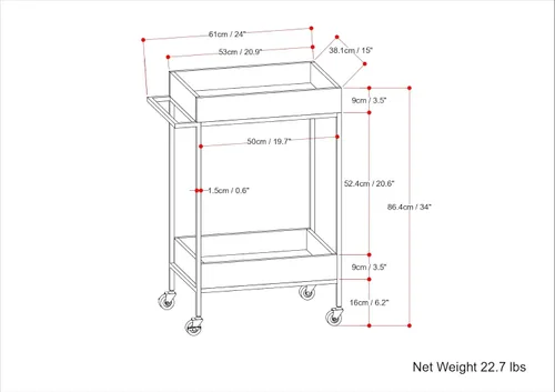 Miniatura 3 de SIMPLIHOME Simons - Carrito de barra de madera maciza de mango de 24 pulgadas de ancho, color natural, para sala de estar, comedor y cocina