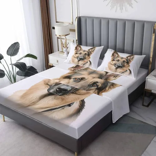 Miniatura 10 de Border Collie - Juego de sábanas tamaño individual, bonitas sábanas de microfibra suave y bolsillo profundo, sábanas y fundas de almohada estampadas