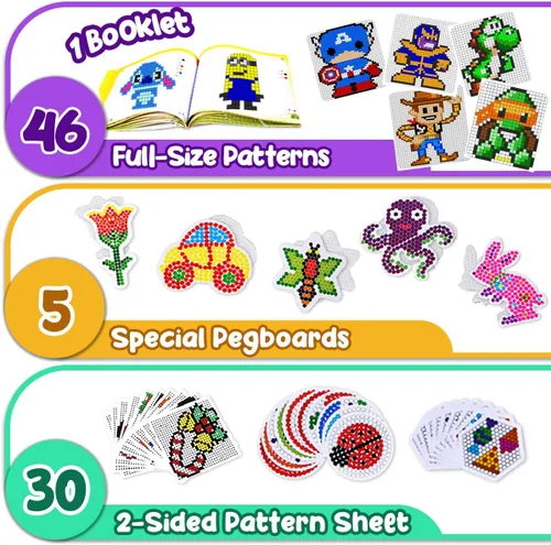 Miniatura 3 de Goody King Kit de cuentas fusibles de artes y manualidades para niños con instrucciones (idioma español no garantizado) – Juego de cuentas