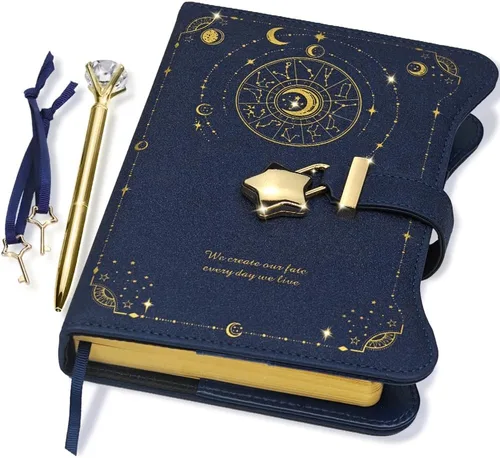 Miniatura 10 de Hoci Poci Agenda con candado y llaves para niñas, ideas de regalo para niñas, diario de 360 páginas con bordes dorados para mujeres, cuaderno