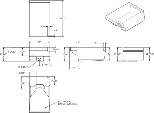 Miniatura 4 de RecPro Tanque de retención RV de 27 galones 33 1/2 x 19 x 12 3/4 pulgadas 2034 Agua residual negra Incluye kit de accesorios Fabricado