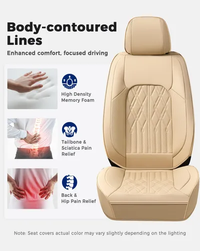 Miniatura 4 de Huidasource Juego completo de fundas de asiento de automóvil, funda de asiento de cuero transpirable para la mayoría de automóviles, SUV