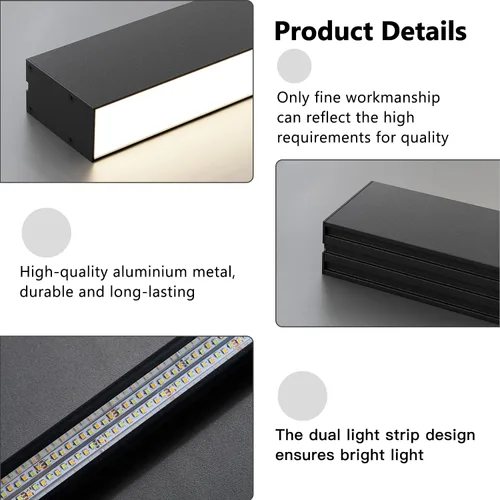 Miniatura 7 de Lámpara LED de techo negra, moderna y simple, instalación de superficie de techo de tira larga, adecuada para sala de estar, dormitorio, pasillo