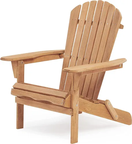Miniatura 4 de Adirondack - Juego de 2 sillas plegables de madera para exteriores con respaldo de cedro macizo, cómoda silla de descanso para patio, terraza, Dorado