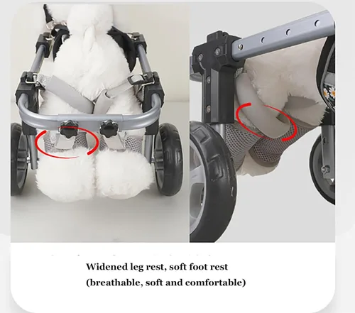 Miniatura 4 de Silla de ruedas para perros de 2/4 ruedas para patas traseras, ajustable y ligera, para mascotas, patas traseras con ruedas, ayuda para la movilidad