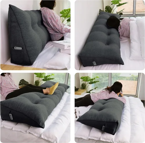 Miniatura 4 de Almohada de Cabecero de Cuña Tamaño Twin Almohada Grande de Bolster para Cama Almohada Triangular de Lectura Almohada de Apoyo para Sentarse