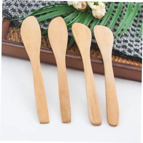 Miniatura 8 de Homoyoyo 4 piezas de espátula volteadora de mantequilla de madera, espátula de glaseado para mezclar, espátula vintage para tarro de mantequilla