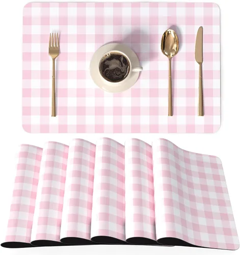 Miniatura 22 de QIYI Juego de 4 manteles individuales de piel sintética de 12 x 18 pulgadas para cocina y comedor, resistentes al calor, antideslizantes