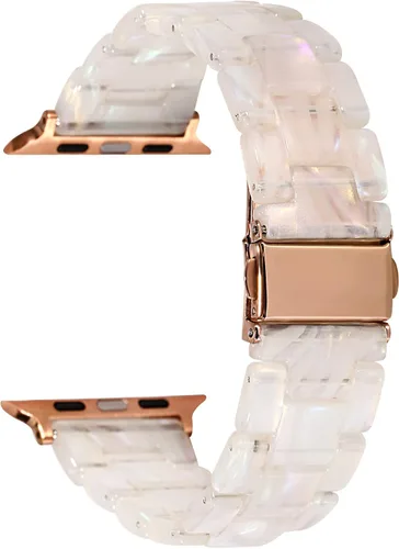 Miniatura 10 de Correas de resina compatibles con Apple Watch de 1.496 in 1.575 in 1.614 in 1.654 in 1.732 in 1.772 in, Barcelet de resina ligera con hebilla