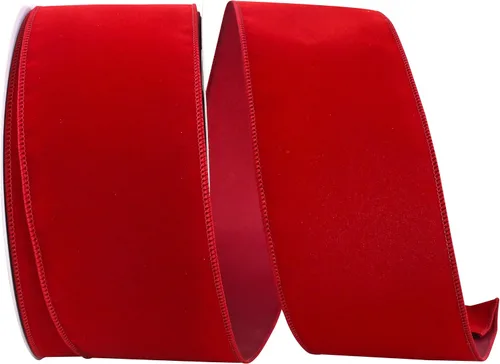 Miniatura 27 de Cinta Reliant Ribbon 92270W-957-40K Value Velvet con borde de alambre, 2-1/2 pulgadas x 50 yardas, escarlata/oro