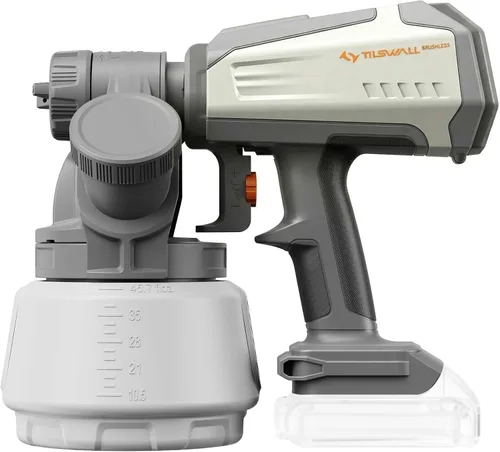 Miniatura 10 de Tilswall Pulverizador de pintura inalámbrico sin escobillas compatible con batería Dewalt de 20 V (batería no incluida), fácil de llenar, pistola