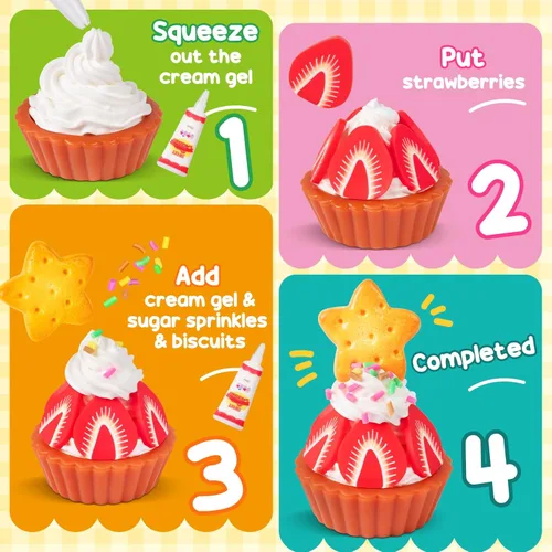 Miniatura 5 de Alritz Juego de juguetes de comida en miniatura, mini postres para hacer bebidas, kit de manualidades, pastel de fresa simulado, juego de alimentos