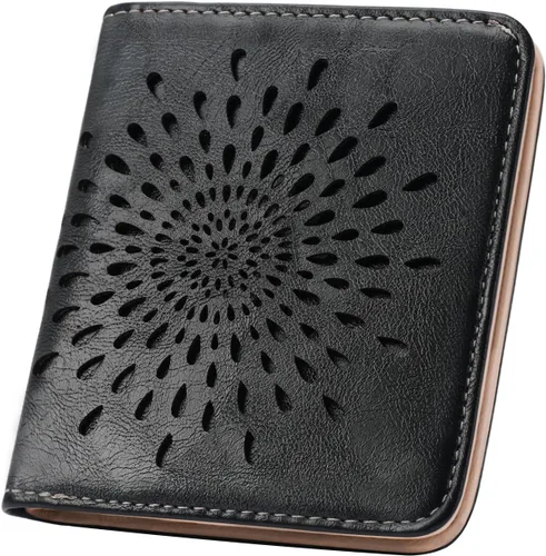 Miniatura 15 de APHISON Billetera pequeña delgada para mujeres y hombres, cartera RFID para mujer, diseño de girasol, de piel con girasol, tarjetero para tarjetas