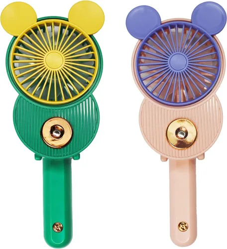 Miniatura 8 de LACOVIA Lindo ventilador de nebulización de ratón, ventilador portátil recargable USB de mano con 3 velocidades ajustables, plegable para viajar