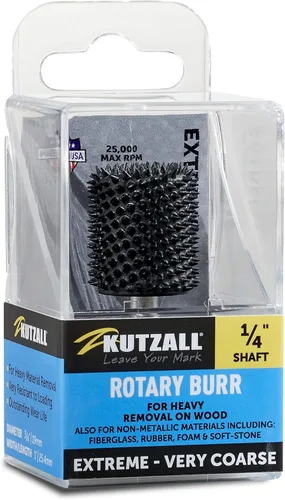 Miniatura 7 de Kutzall Fresa rotativa cilíndrica original, eje de 1⁄8 pulgadas, broca de talla de madera fina para Dremel, Foredom, DeWalt, Milwaukee. Carburo