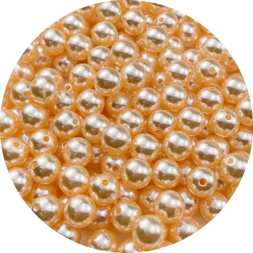 Miniatura 13 de 100 cuentas de perlas para manualidades, perlas de resina de 0.47 pulgadas para hacer joyas, cuentas redondas a granel con agujero para collares