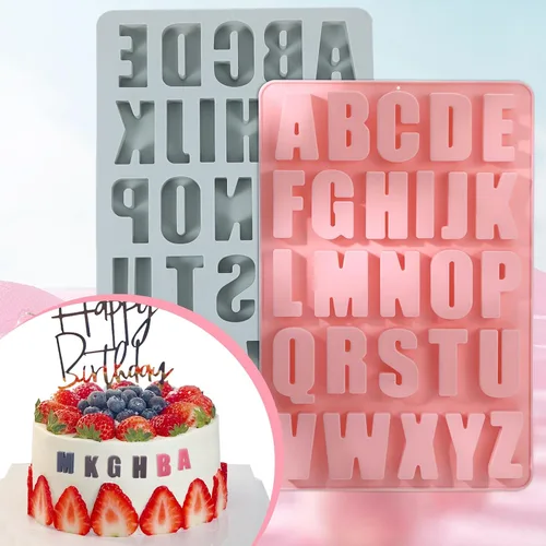 Miniatura 5 de 2 moldes de letras para chocolate, moldes de silicona del alfabeto para manualidades, molde de crayón reutilizable para cera, molde de letras
