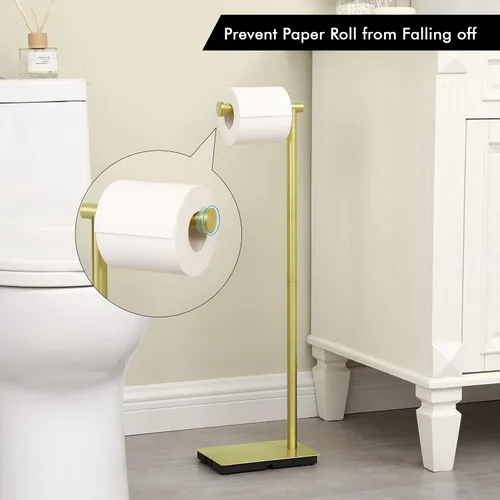 Miniatura 8 de KES Portarrollos de papel higiénico dorado de 26.2 pulgadas, soporte de papel higiénico para baño, SUS304 de acero inoxidable dorado cepillado