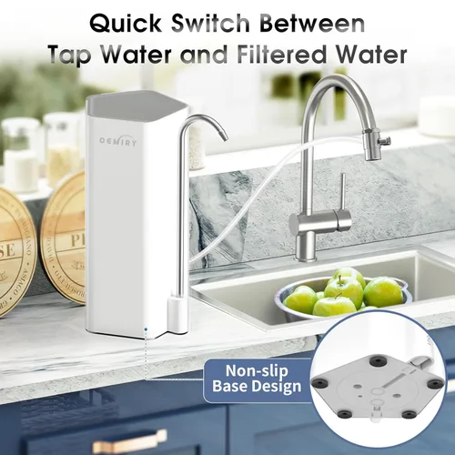 Miniatura 5 de Filtro de agua para encimera, sistema de filtración de agua alcalina de 8000 galones para grifo de fregadero, reduce el 99.99% de cloro, metales