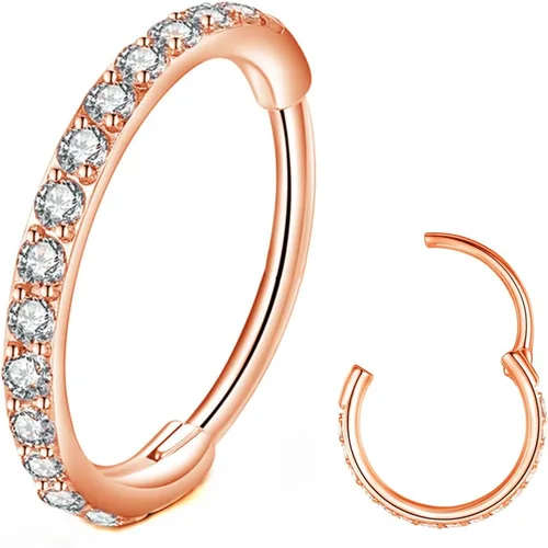 Miniatura 18 de Aretes de acero quirúrgico 316L con circonia cúbica transparente, para cartílago, concha, hélix, rook, tragus, lóbulo, piercing para el cuerpo