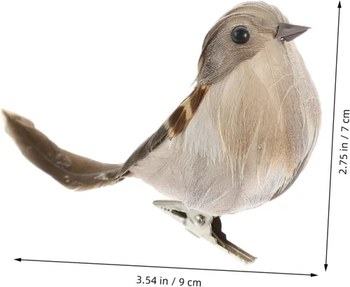Miniatura 4 de Angoily 3 piezas de pájaros artificiales con plumas: Mini clip de pájaro de espuma de Navidad en adornos de árbol de imitación gorrión plumado