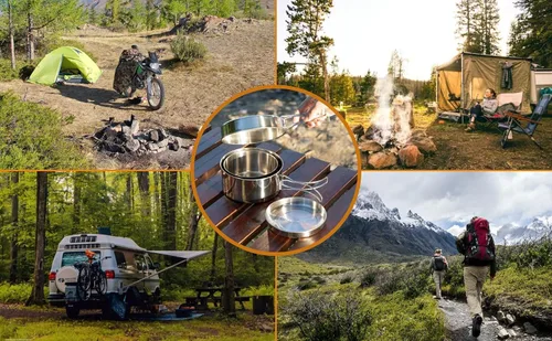 Miniatura 7 de BeGrit Mochilero Camping Cookware Mini Picnic Camping Cooking Mess Kit con Olla y Pan Set para Senderismo