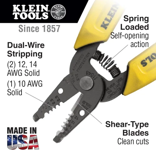 Miniatura 2 de Pelacables/cortador Klein Tools 11045, amarillo 10 – 18 AWG Solid Wire