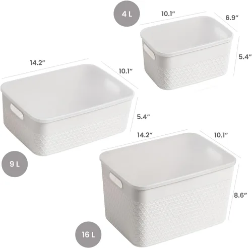Miniatura 4 de HANAMYA Organizador de contenedores de almacenamiento con tapa Contenedor organizador de almacenamiento, 4 litros, juego de 6, menta