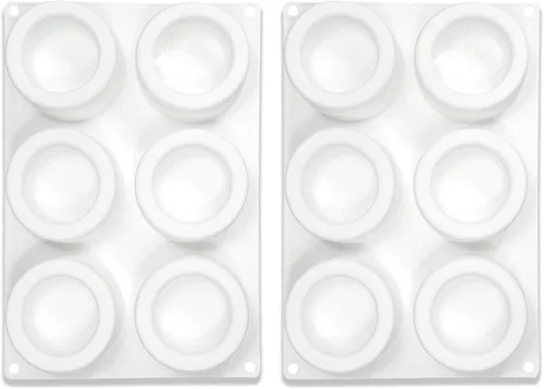 Miniatura 9 de Moldes grandes de silicona para chocolate, 6 cavidades redondas, moldes de vidrio para chupitos de hielo, galletas, dulces, postres, pudín y postre