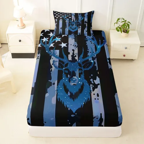 Miniatura 30 de Erosebridal Sábana bajera con temática de pesca, juego de ropa de cama rústica de granja tamaño individual para niños, adolescentes y adultos, ropa