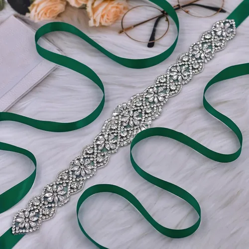 Miniatura 68 de azaleas Cinturón de boda fino de cristal para mujer, cinturón de novia para boda, dama de honor, accesorios de vestido de niña de las flores, 16