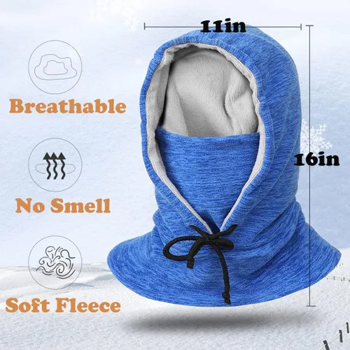 Miniatura 2 de Pasamontañas de forro polar grueso para invierno, resistente al viento, para el cuello, gorros, pasamontañas, talla única