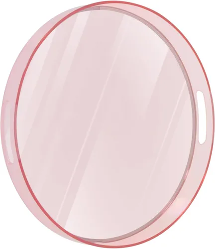 Miniatura 8 de MAONAME Bandeja redonda transparente con asas, bandeja transparente de plástico de 13 pulgadas, bandejas decorativas redondas para mesa de café