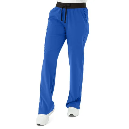 Miniatura 112 de ave. Varick - Pantalón médico de tiro medio para mujer, pierna recta, seis bolsillos, color azul caribeño, talla S