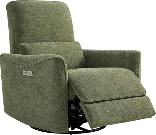 Miniatura 13 de CHITA Silla Reclinable Eléctrica Giratoria Deslizante, con Certificación FSC, Tapizada de Piel Sintética para Sala de Estar y Guardería, Sillón
