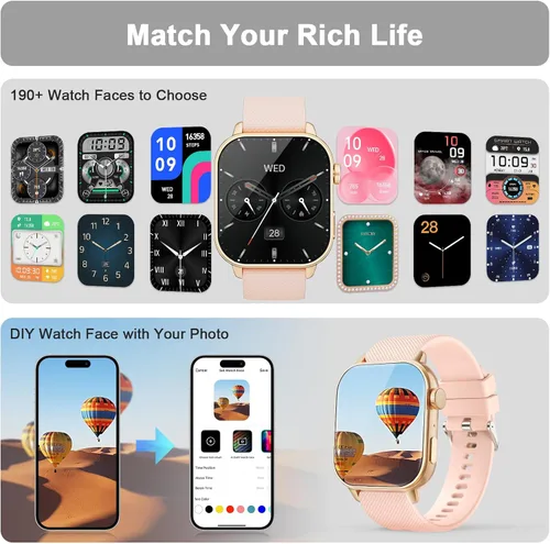 Miniatura 4 de MFVLP Reloj inteligente para hombres y mujeres, 1.85 pulgadas AMOLED HD reloj de fitness con más de 120 modos deportivos, llamada Bluetooth