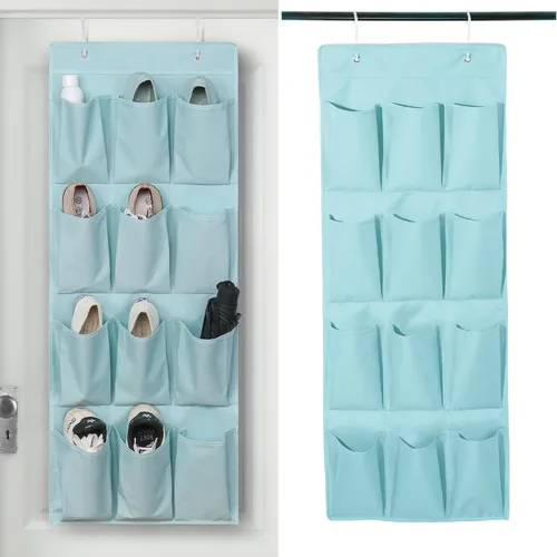 Miniatura 11 de Organizador de zapatos sobre la puerta, soporte de almacenamiento colgante con 12 bolsillos grandes para puerta de armario, zapatos para hombres