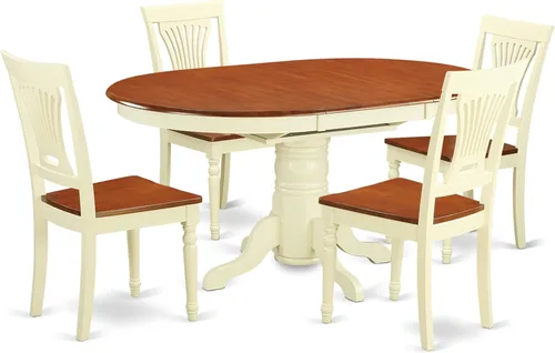 Miniatura 14 de East West Furniture AVPL5-BCH-W - Juego de mesa de cocina de 5 piezas para 4 personas, incluye una mesa de comedor ovalada con hoja de mariposa y 4