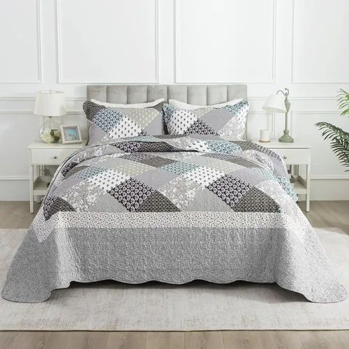 Miniatura 23 de HoneiLife Juego de colcha de tamaño King extragrande de 120 x 120 pulgadas, 3 piezas, California King extragrande, todas las estaciones, ropa