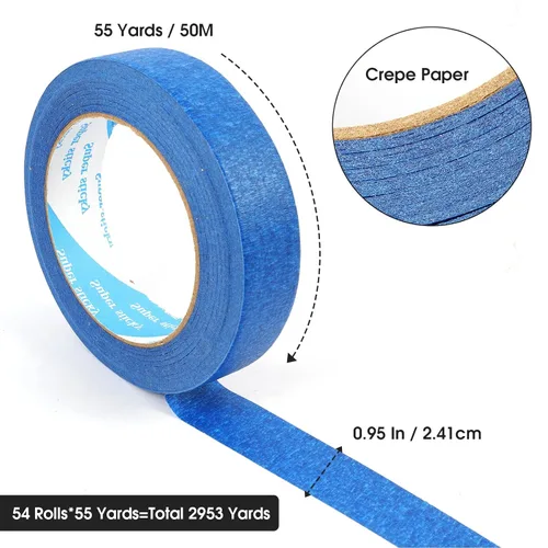 Miniatura 2 de Nyuemystory - 54 rollos de cinta azul para pintores a granel de 1 pulgada, pintor de enmascaramiento azul de 0.95 pulgadas x 55 yardas cada uno