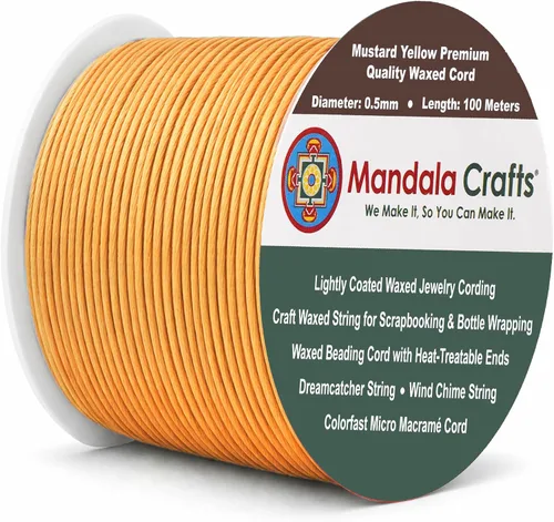 Miniatura 195 de Cuerda Mandala Crafts 0.03 pulgadas 109 yardas para hacer joyería, artesanía, macramé, cuerda de algodón encerado Negro