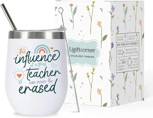 Miniatura 10 de Regalos de agradecimiento a maestros para mujeres y hombres, vaso aislado de 12 onzas con caja de regalo, regalo de fin de año, graduación, Navidad