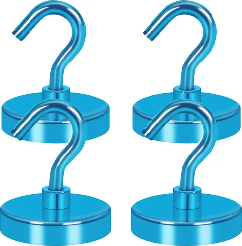 Miniatura 45 de Neosmuk Ganchos magnéticos, imanes de tierra resistentes de 30 libras con gancho para refrigerador, gancho de crucero extra fuerte para colgar