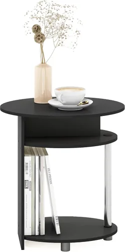 Miniatura 4 de Furinno JAYA Mesa auxiliar ovalada de diseño simple con contenedor, americano/cromo