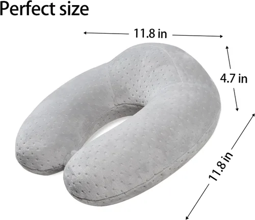 Miniatura 3 de Almohada de viaje para dormir, almohada de viaje de espuma viscoelástica gris en forma de U, almohada de avión para cabeza y cuello, almohada