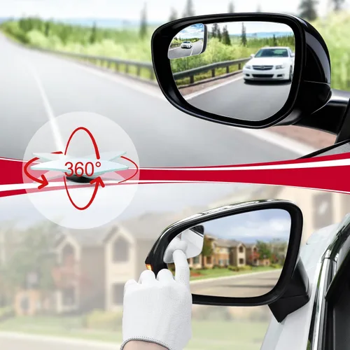 Miniatura 5 de LivTee Espejo de punto ciego para vehículo, con forma de ventilador asimétrico, vidrio HD sin marco, espejo retrovisor convexo con gran ángulo