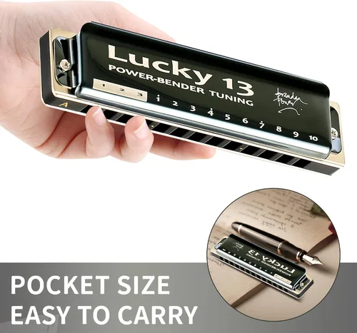 Miniatura 5 de East top Lucky 13 Bass Plus Blues Armónica 13 Agujeros Diatónica Arpa Boca Órgano Profesional Instrumentos Musicales PowerBender Una llave