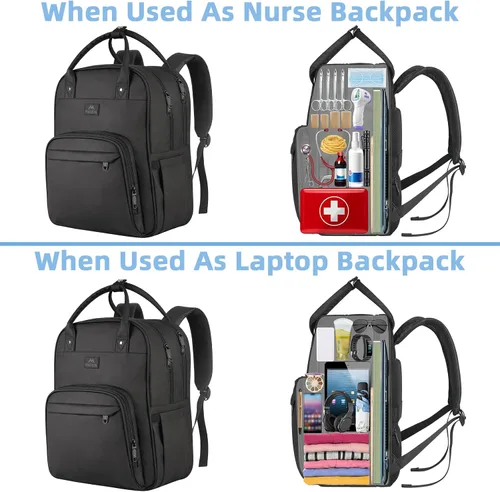 Miniatura 5 de MATEIN Mochila para enfermera, mochila médica de enfermería acolchada impermeable para mujeres, se adapta a portátiles de 17 pulgadas, bolsa clínica